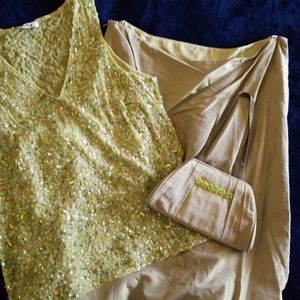 Duo chrome green two piece mermaid ball gown